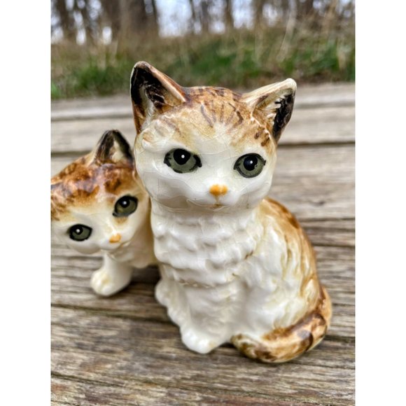 Vintage ceramic Orange Tabby Cat Mom Kitten Figurine - Picture 8 of 8